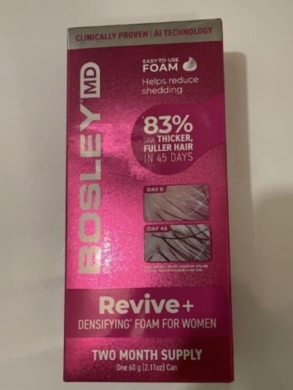 Bosley MD Revive+ Densifying Foam For Women New Two Month Supply 60g 2.11 oz